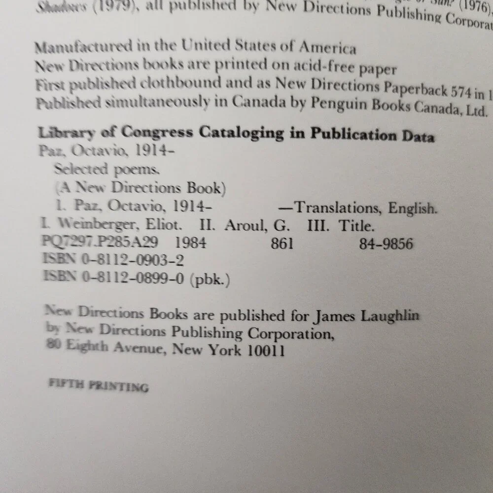 Octavio Paz Nobel Laureate Selected Poems 1984TradePaperback by Octavio Paz